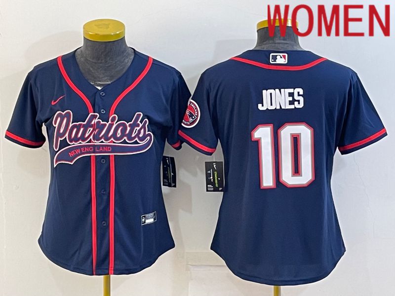 Women New England Patriots 10 Jones Blue 2022 Nike Co branded NFL Jerseys